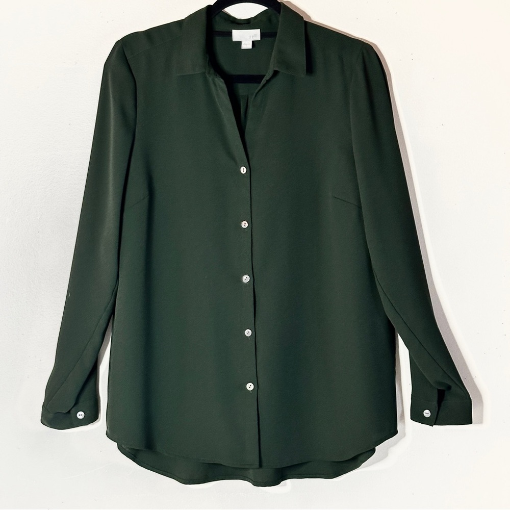 J Jill Pine Green Crepe Blouse S